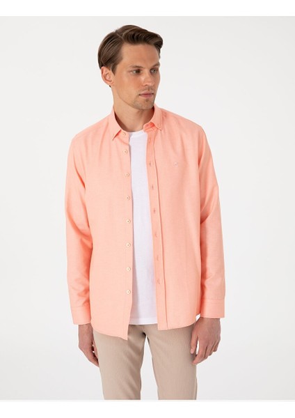 Pembe Slim Fit Uzun Kollu Gömlek