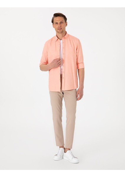 Pembe Slim Fit Uzun Kollu Gömlek