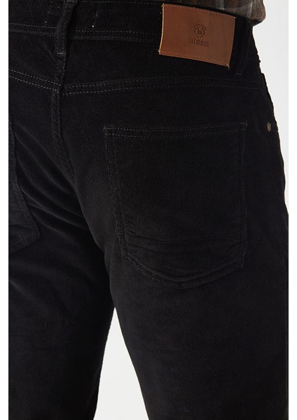 Erkek Kadife 5 Cep Spor Pantolon Sıyah PNS22K22235_D99