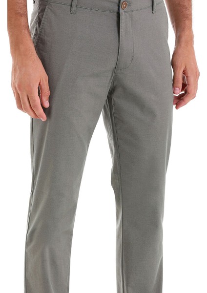 Yeşil Regular Fit Desenli Pamuklu Yandan Cep Kanvas Pantolon