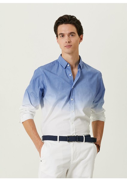 Comfort Fit Alttan Britli Yaka Saks Erkek Gömlek 1086859