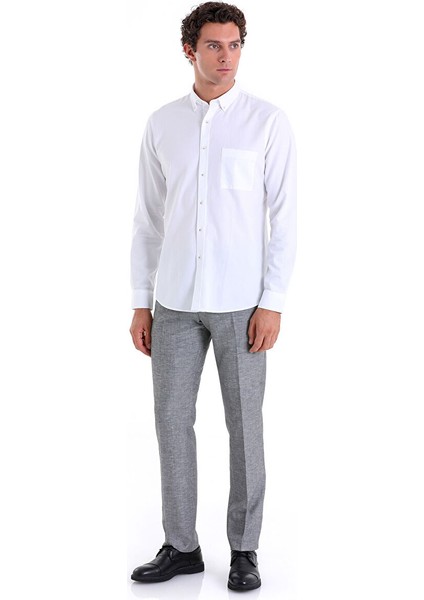 Beyaz Comfort Fit Düz 100% Pamuk Düğmeli Yaka Uzun Kollu Casual Oxford Gömlek fırsatları
