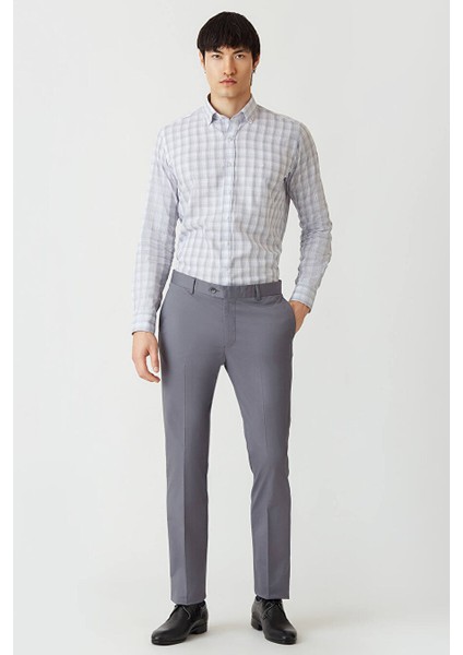 Erkek 4 Cepli Gabardin Spor Pantolon Gri PNS22Y22101_D55