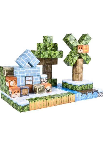 Minecraft Manyetik Küp Blok Orman Temalı Yapı Taşı 100 Parça