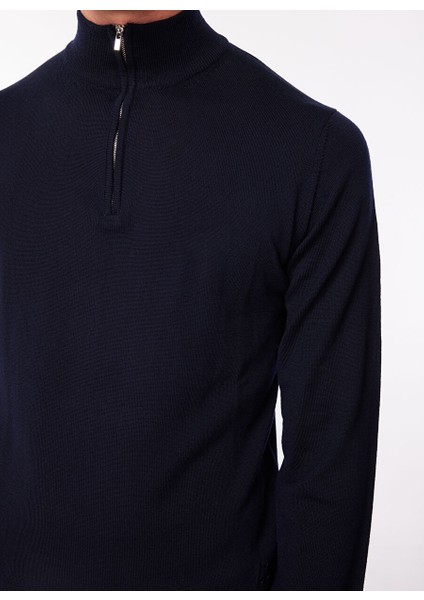 Bisiklet Yaka Slim Fit Koyu Lacivert Erkek Kazak WM63_ZMG9 fırsatları