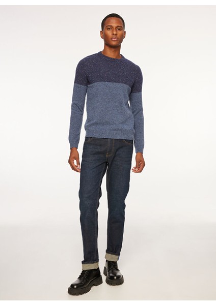 Lacivert Erkek Düz Paça Slim Fit Denim Pantolon FM23W28PD