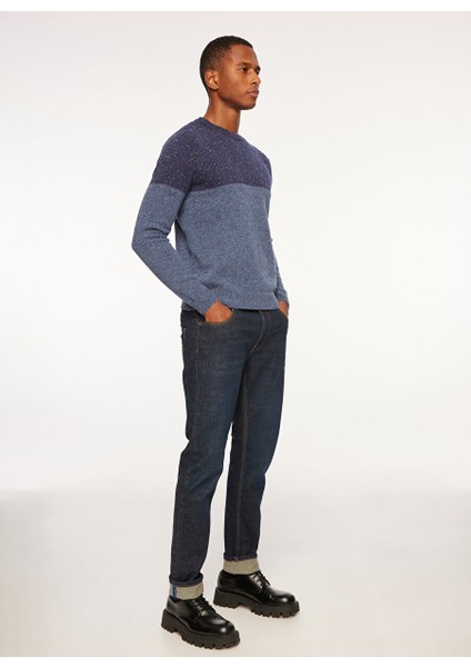 Lacivert Erkek Düz Paça Slim Fit Denim Pantolon FM23W28PD