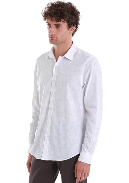 Bej Comfort Fit Baskılı Slim Yaka Uzun Kollu Spor Gömlek modelleri