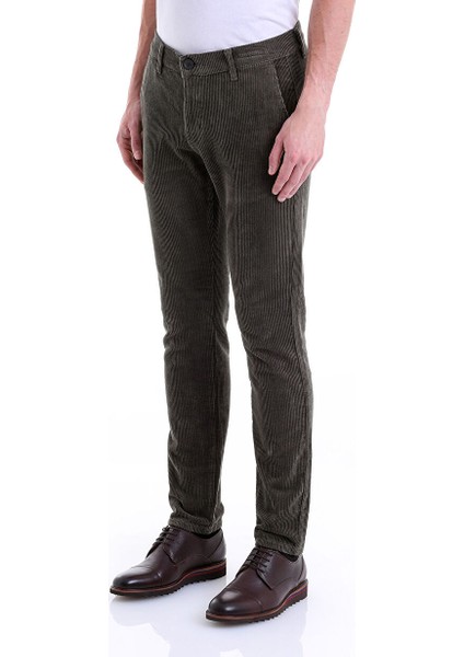 Lacivert Regular Fit Düz Pamuklu 5 Cep Kadife Pantolon