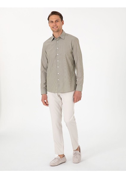 Yeşil Slim Fit Uzun Kollu Gömlek fırsatları