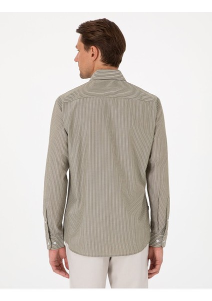 Yeşil Slim Fit Uzun Kollu Gömlek indirimleri
