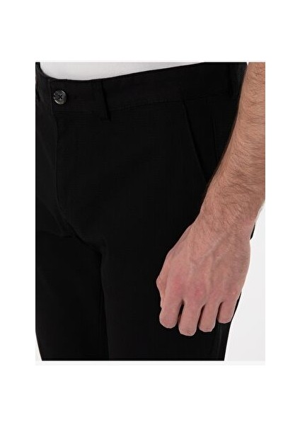 Siyah Slim Fit Kanvas Pantolon
