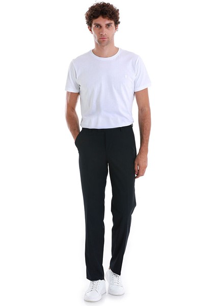 Lacivert Regular Fit Düz Yandan Cepli Kumaş Pantolon