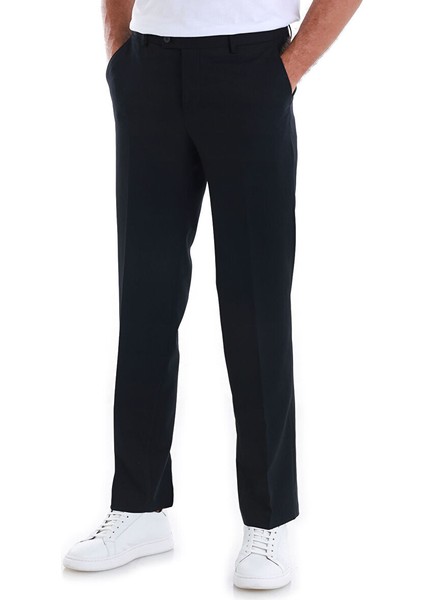 Lacivert Regular Fit Düz Yandan Cepli Kumaş Pantolon
