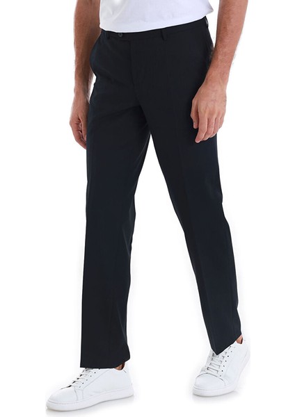 Lacivert Regular Fit Düz Yandan Cepli Kumaş Pantolon