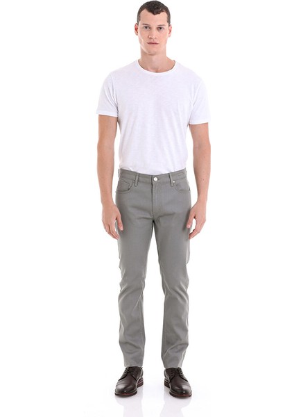Gri Dinamik Fit Düz 5 Cep Basic Kanvas Pantolon