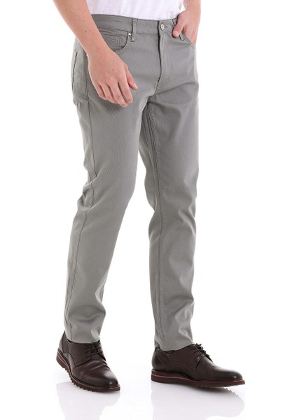Gri Dinamik Fit Düz 5 Cep Basic Kanvas Pantolon