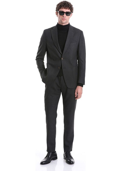 Haki Slim Fit Düz Mono Yaka Casual Flanel Takım Elbise fiyatları