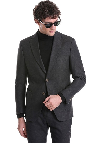 Haki Slim Fit Düz Mono Yaka Casual Flanel Takım Elbise modelleri