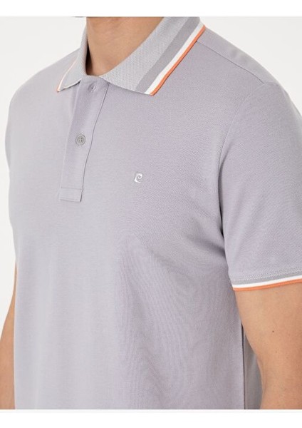 Açık Gri Slim Fit Polo Yaka Tişört