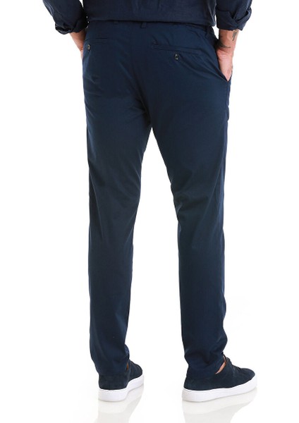 Lacivert Regular Fit Düz Yandan Cep Pamuklu Jogger Kanvas Pantolon