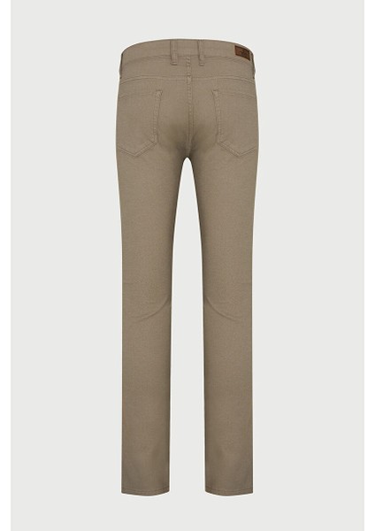 Haki Slim Fit Desenli Pamuklu 5 Cep Kanvas Pantolon
