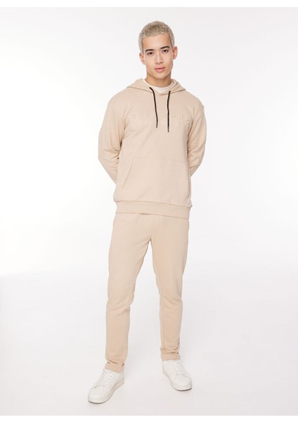 Kapüşon Yaka Bej Erkek Sweatshırt UMA23078FE