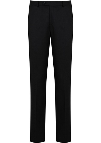 Siyah Regular Fit Düz Yandan Cep Kumaş Pantolon