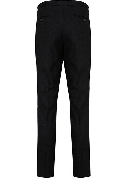 Siyah Regular Fit Düz Yandan Cep Kumaş Pantolon