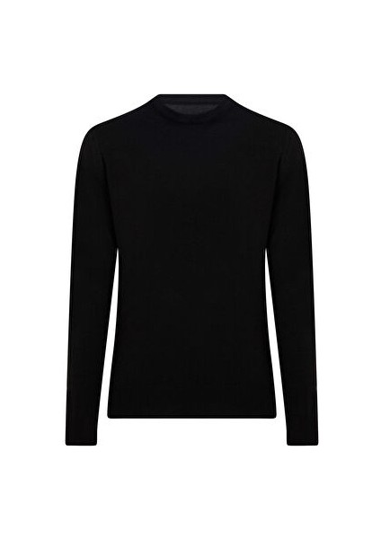 Lacivert Regular Fit Düz Bisiklet Yaka Triko Kazak