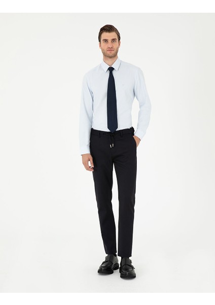 Açık Mavi Slim Fit Uzun Kollu Basic Gömlek