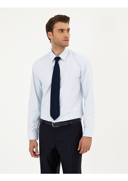 Açık Mavi Regular Fit Uzun Kollu Basic Gömlek