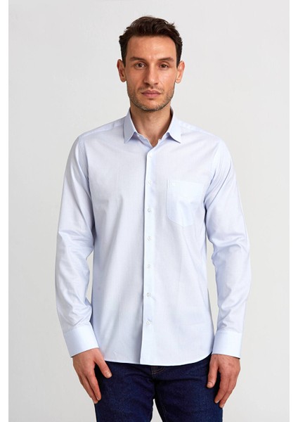 Erkek Regular Fit Klasik Gömlek Gri GM23Y231174_D55