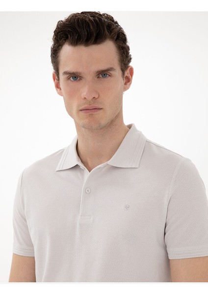 Açık Gri Slim Fit %100 Pamuk Polo Yaka Basic Tişört fiyatları