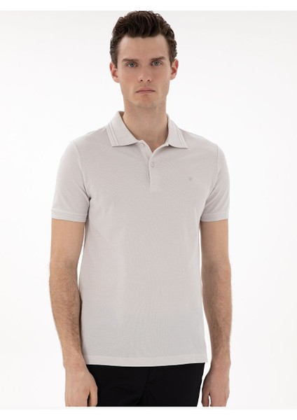 Açık Gri Slim Fit %100 Pamuk Polo Yaka Basic Tişört modelleri