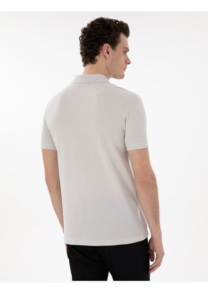 Açık Gri Slim Fit %100 Pamuk Polo Yaka Basic Tişört indirimleri
