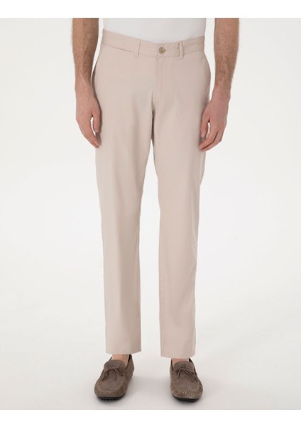Bej Regular Fit Basic Kanvas Pantolon