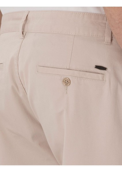 Bej Regular Fit Basic Kanvas Pantolon