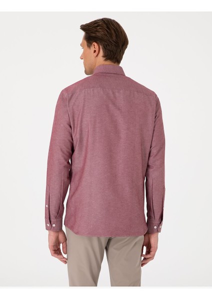 Bordo Oxford Slim Fit Kolay Ütülenebilir Gömlek indirimleri