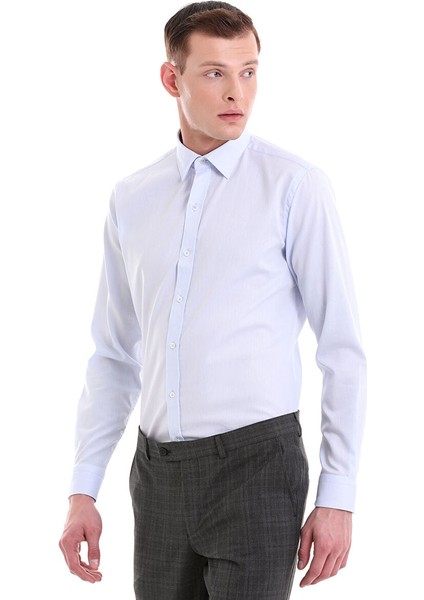 Mavi Comfort Fit Desenli 100% Pamuklu Slim Yaka Uzun Kollu Spor Gömlek modelleri