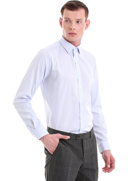 Mavi Comfort Fit Desenli 100% Pamuklu Slim Yaka Uzun Kollu Spor Gömlek fırsatları