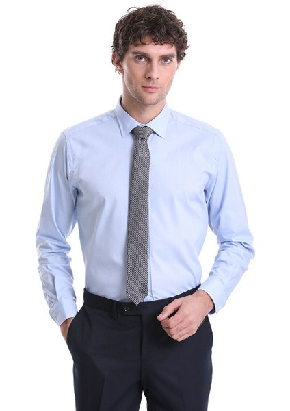 Mavi Regular Fit Düz 100% Pamuklu Slim Yaka Uzun Kollu Klasik Gömlek