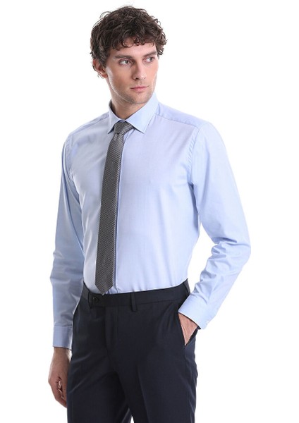 Mavi Regular Fit Düz 100% Pamuklu Slim Yaka Uzun Kollu Klasik Gömlek