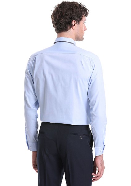 Mavi Regular Fit Düz 100% Pamuklu Slim Yaka Uzun Kollu Klasik Gömlek