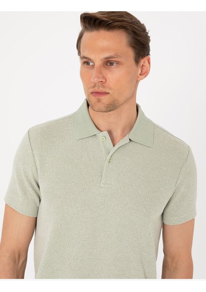 Haki Slim Fit Örme Dokulu Polo Yaka Tişört fiyatları