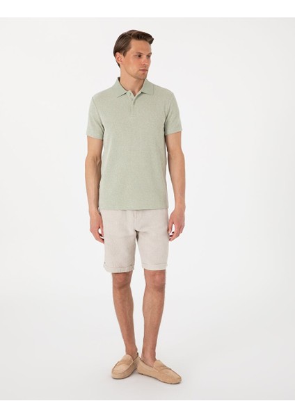 Haki Slim Fit Örme Dokulu Polo Yaka Tişört fırsatları