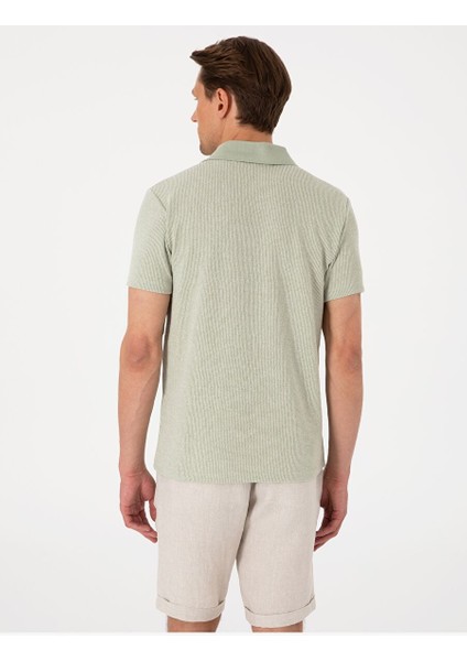 Haki Slim Fit Örme Dokulu Polo Yaka Tişört indirimleri