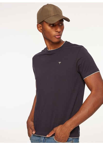 Bisiklet Yaka Lacivert Erkek T-Shirt FM23W07TG modelleri