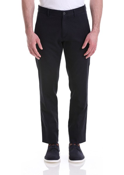 Siyah Regular Fit Desenli Pamuklu Yandan Cepli Basic Kanvas Pantolon