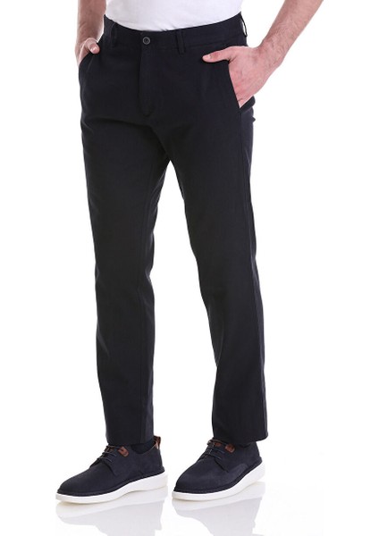 Siyah Regular Fit Desenli Pamuklu Yandan Cepli Basic Kanvas Pantolon
